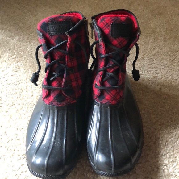 buffalo plaid sperry boots